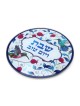 Tempered Glass Challah Board & Knife Set - Pomegranates and Birds Desi